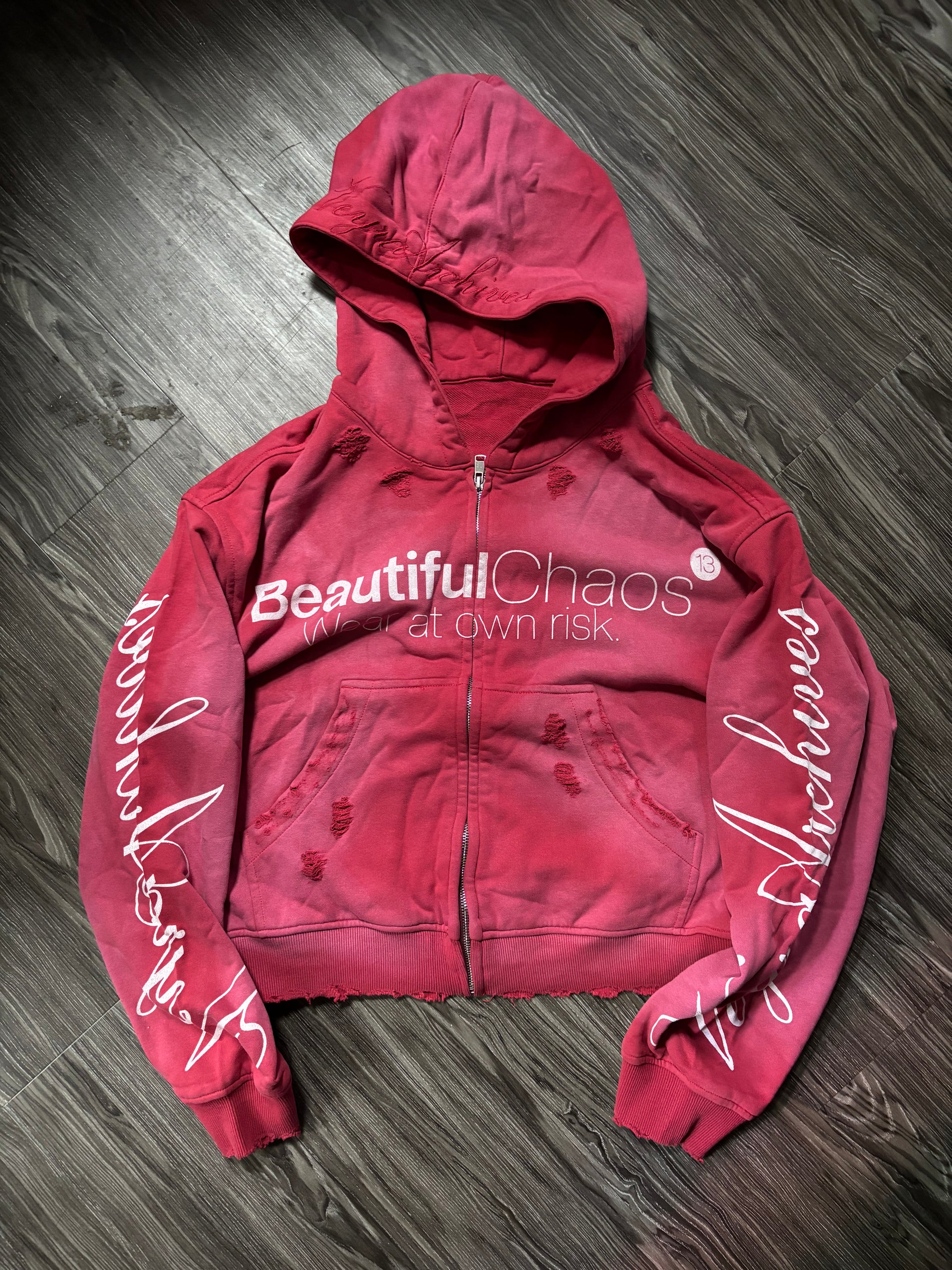 "Beautiful Chaos" Red Zip Up